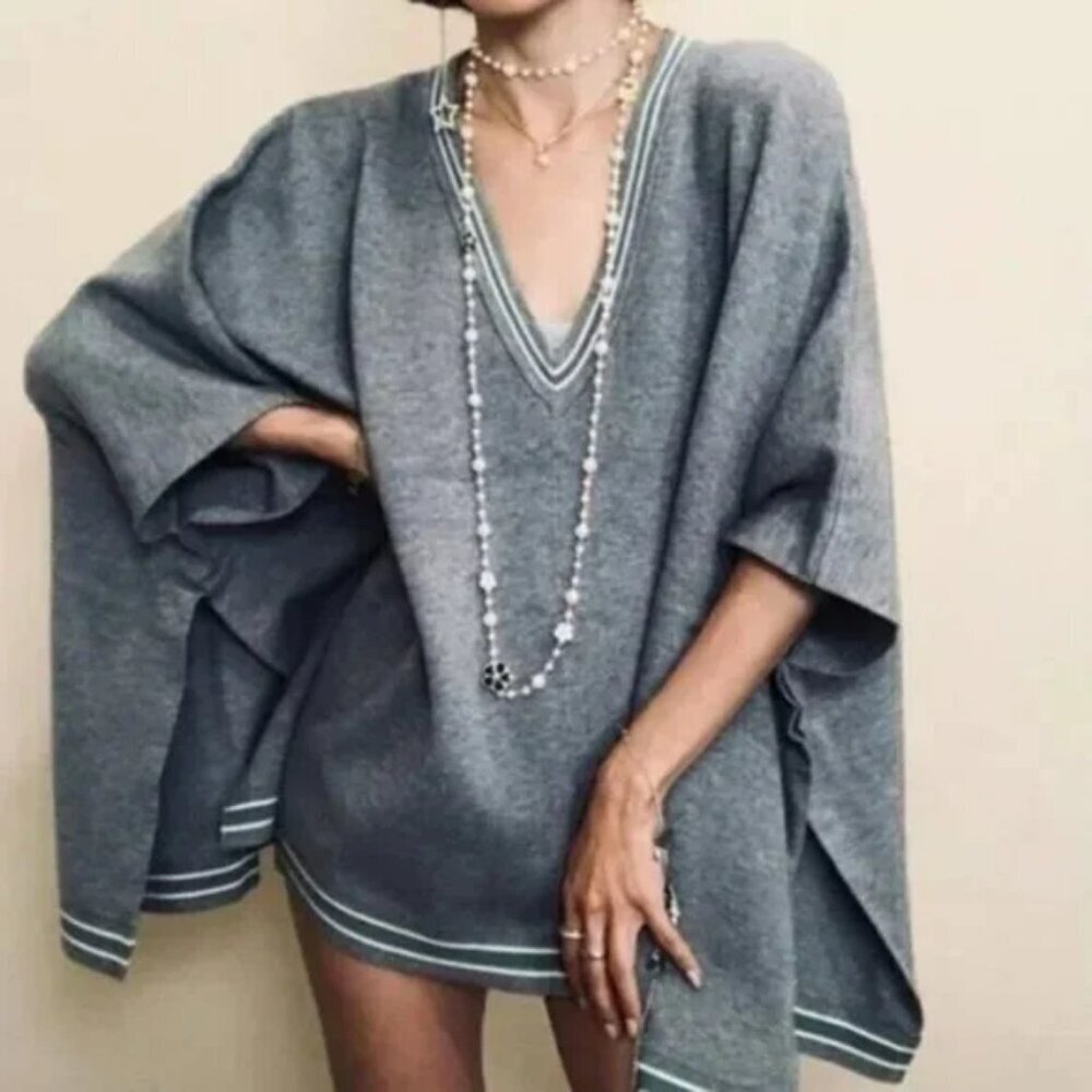 House of Harlow 1960 Gray Poncho, One Size